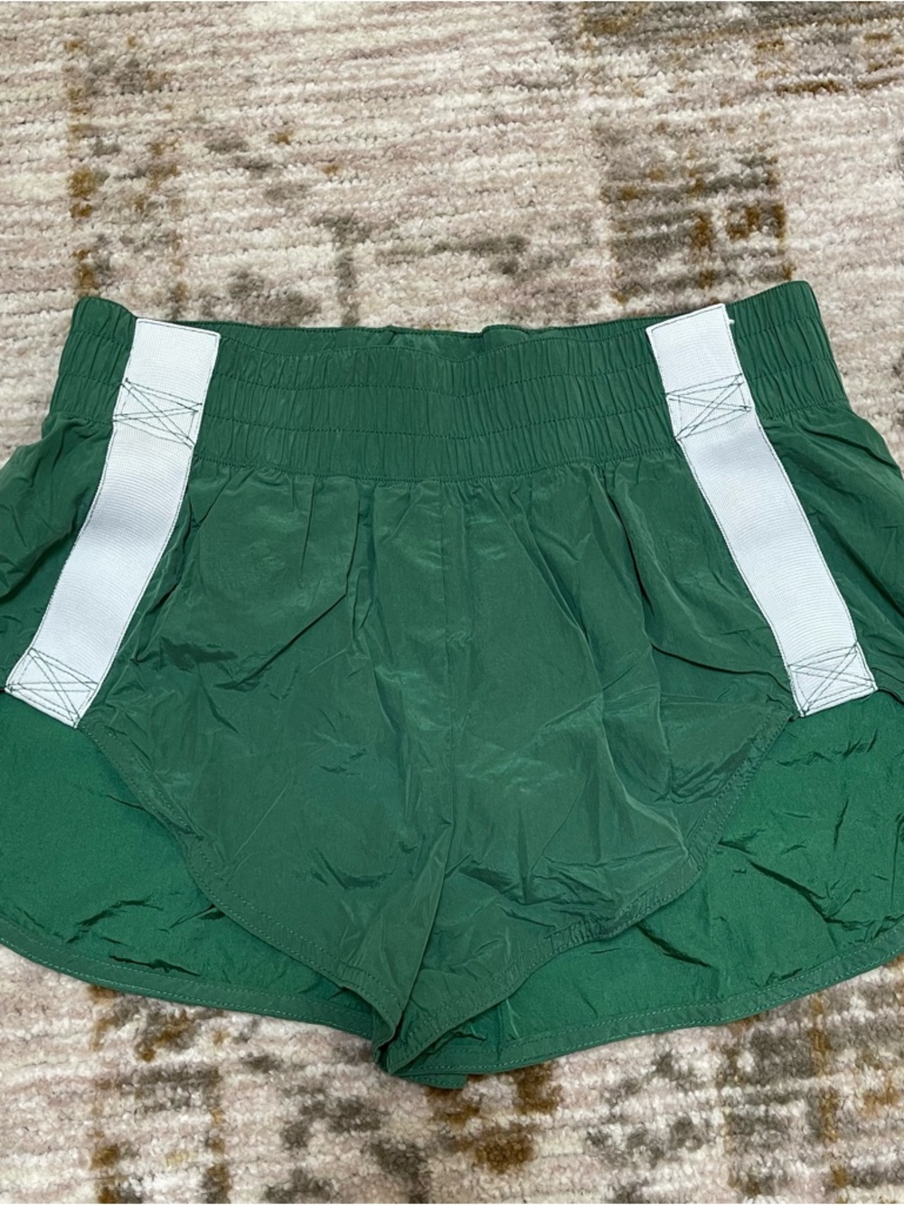 FP Movement by Free People Forest Green Athletic Shorts with White Straps